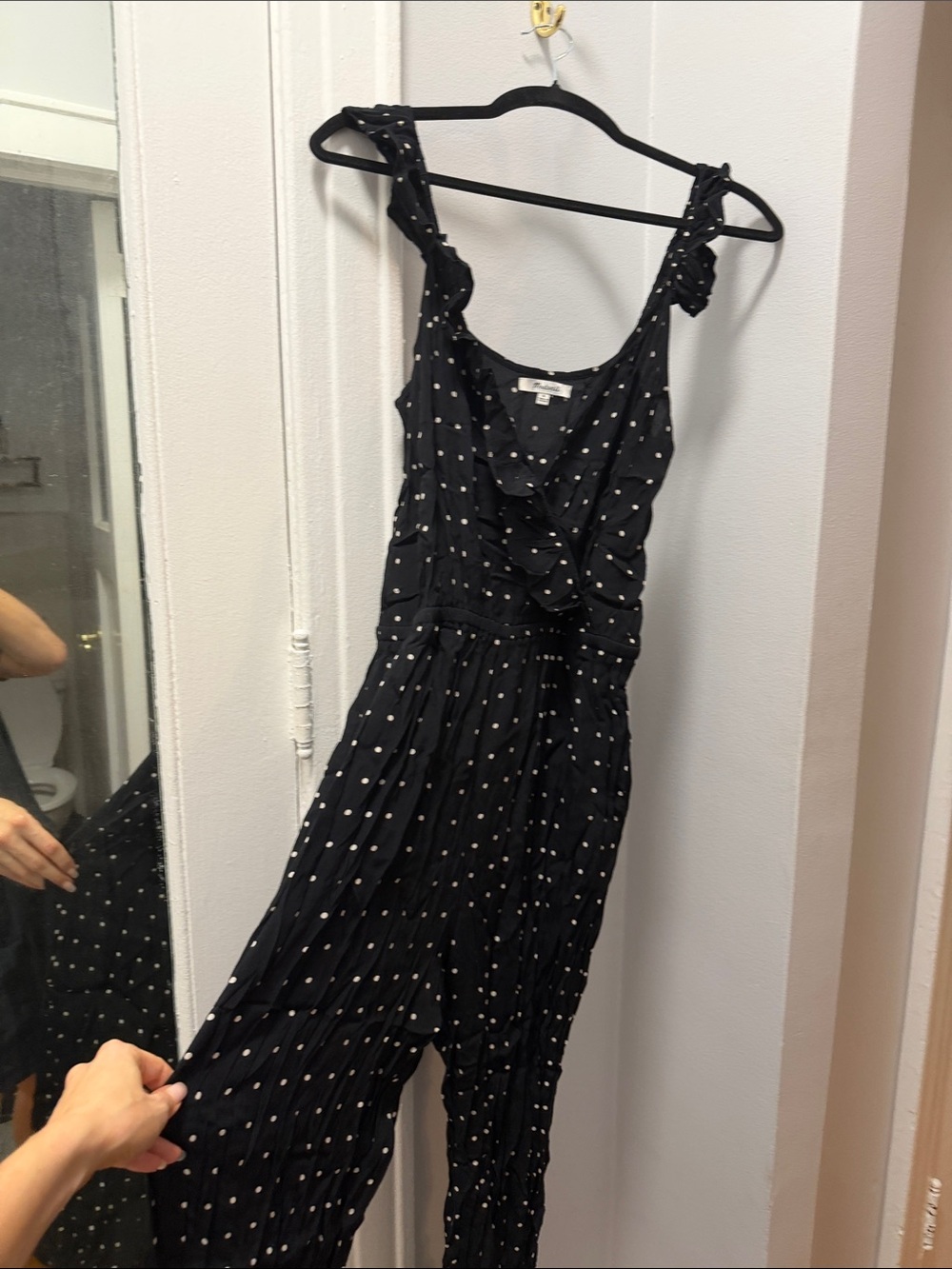 Madewell Black Polka Dot Sleeveless Jumpsuit